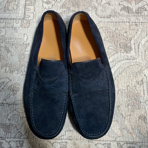 GUCCI MENS’ NAVY SUEDE MOCASSINS LIKE NEW! 6 1/2 - Picture 1 of 10